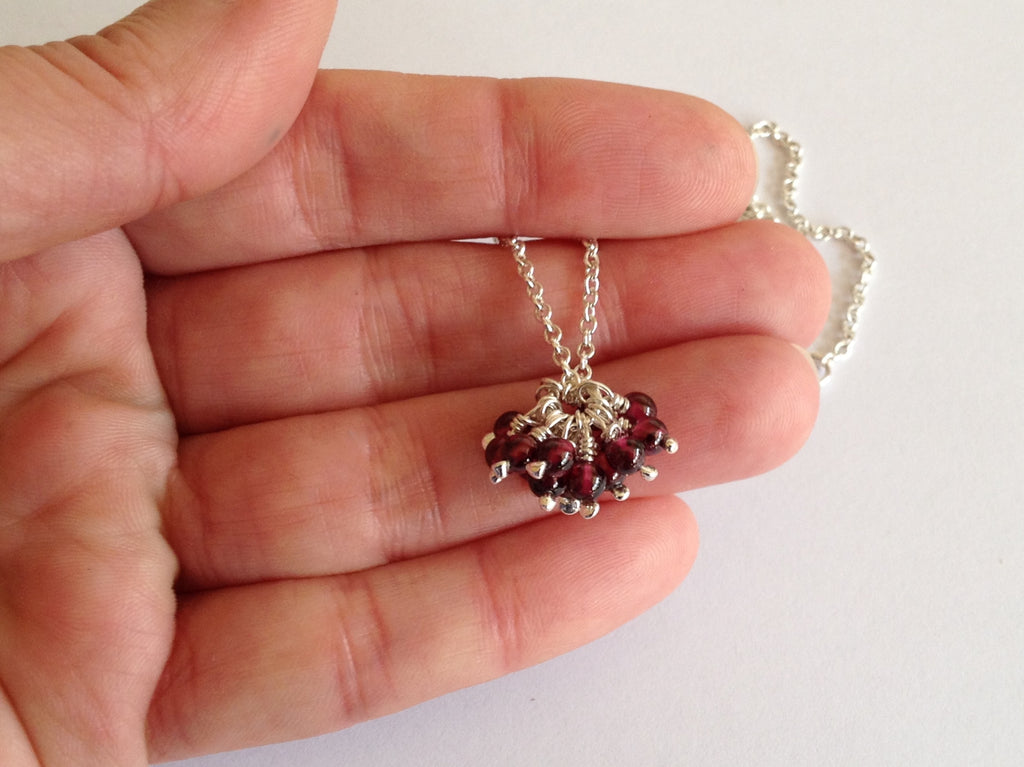 Garnet Cluster Sterling Silver Pendant Necklace by Fiona DeMarco