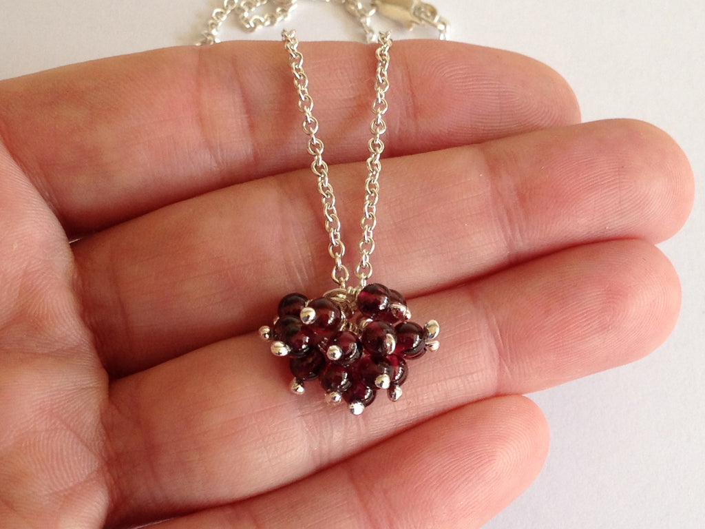 Garnet Cluster Sterling Silver Pendant Necklace by Fiona DeMarco