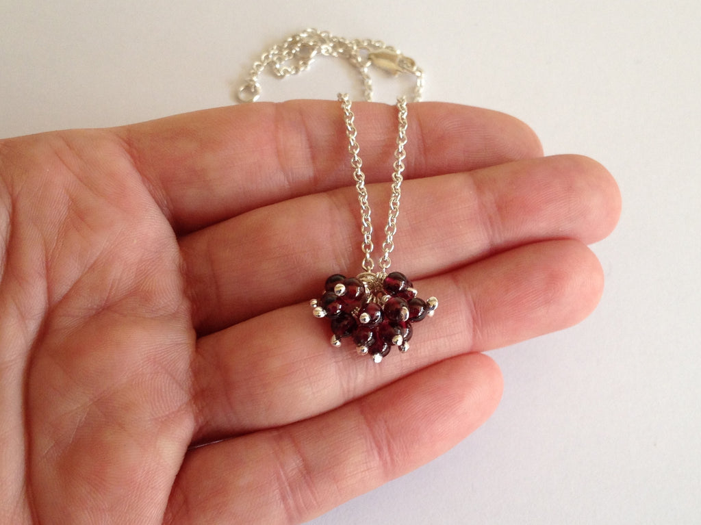 Garnet Cluster Sterling Silver Pendant Necklace by Fiona DeMarco