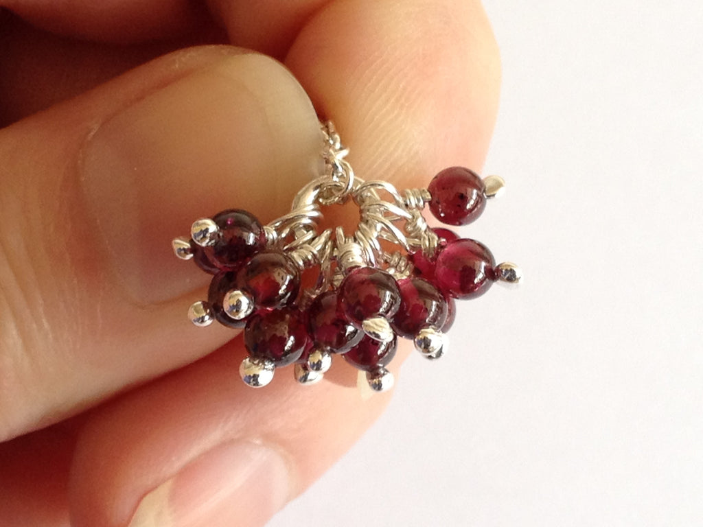 Garnet Cluster Sterling Silver Pendant Necklace by Fiona DeMarco