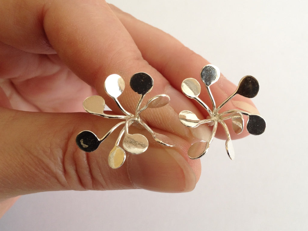 Flowerburst Fireworks Silver Stud Earrings by Fiona DeMarco