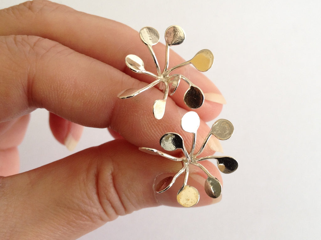 Flowerburst Fireworks Silver Stud Earrings by Fiona DeMarco