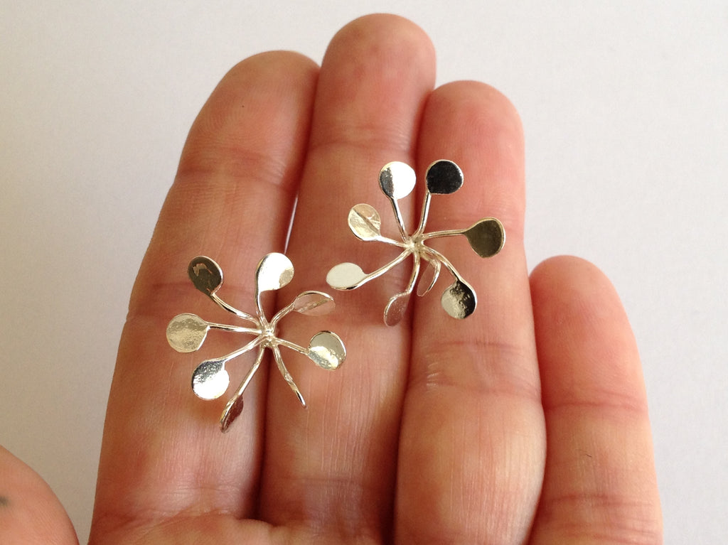 Flowerburst Fireworks Silver Stud Earrings by Fiona DeMarco