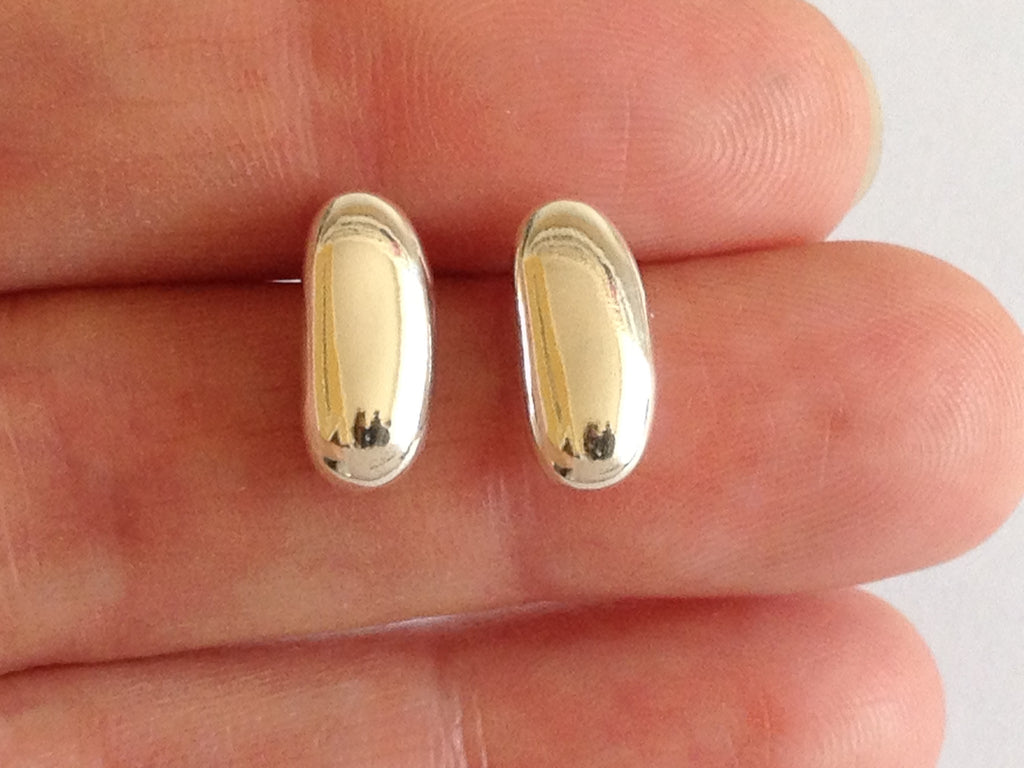 Pebble Bean Silver Stud Earrings by Fiona DeMarco