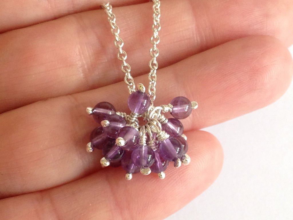 Amethyst Cluster Sterling Silver Necklace by Fiona DeMarco