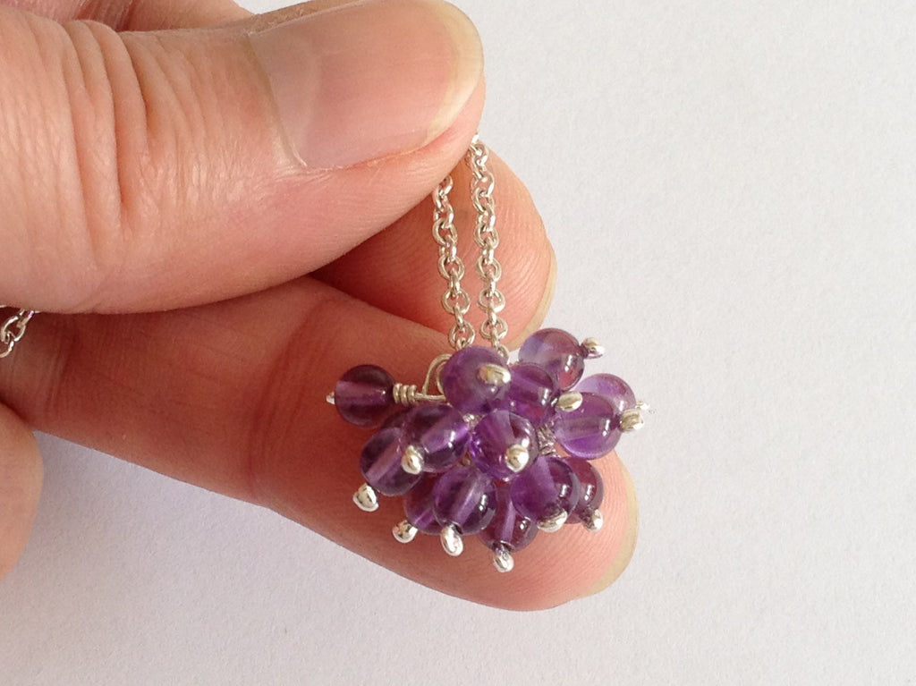 Amethyst Cluster Sterling Silver Necklace by Fiona DeMarco