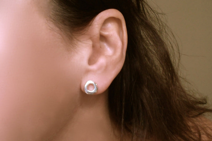 Small O Silver Circle Stud Earrings