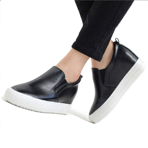 black slip on platform sneakers