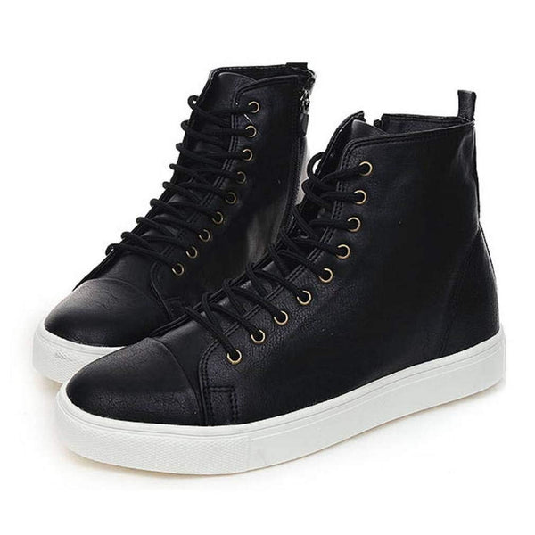 black leather fashion sneakers