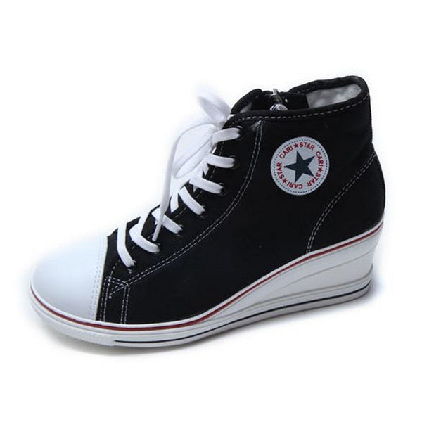 Canvas Shoes High Tops Zip Lace Up 