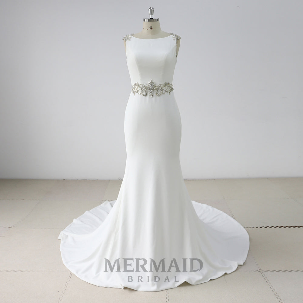 crepe mermaid wedding dress