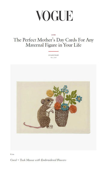 Coral & Tusk Embroidered Card featured on Vogue.com article titled "The Perfect Mother's Day Cards For Any Maternal Figure in Your Life".