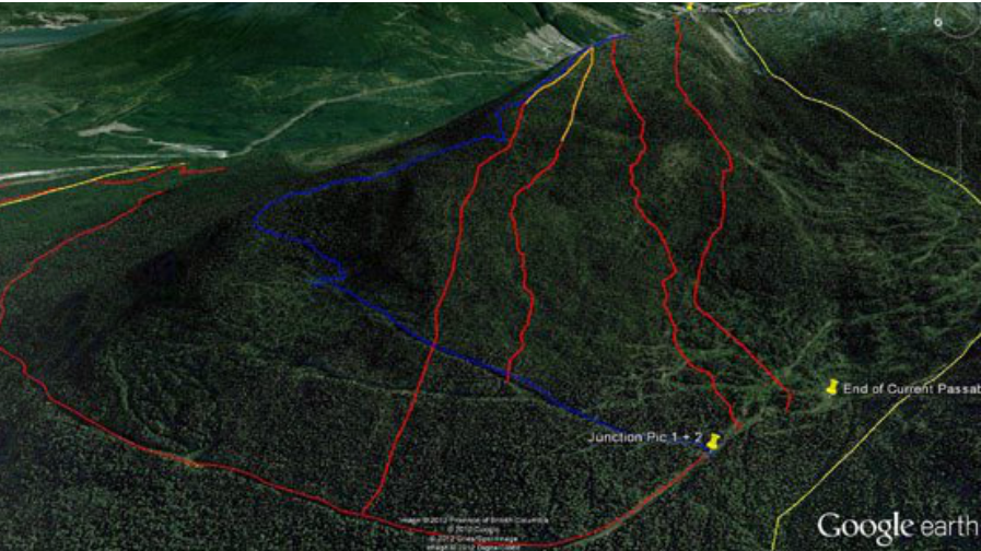 backcountry snowmobiling access terrain map