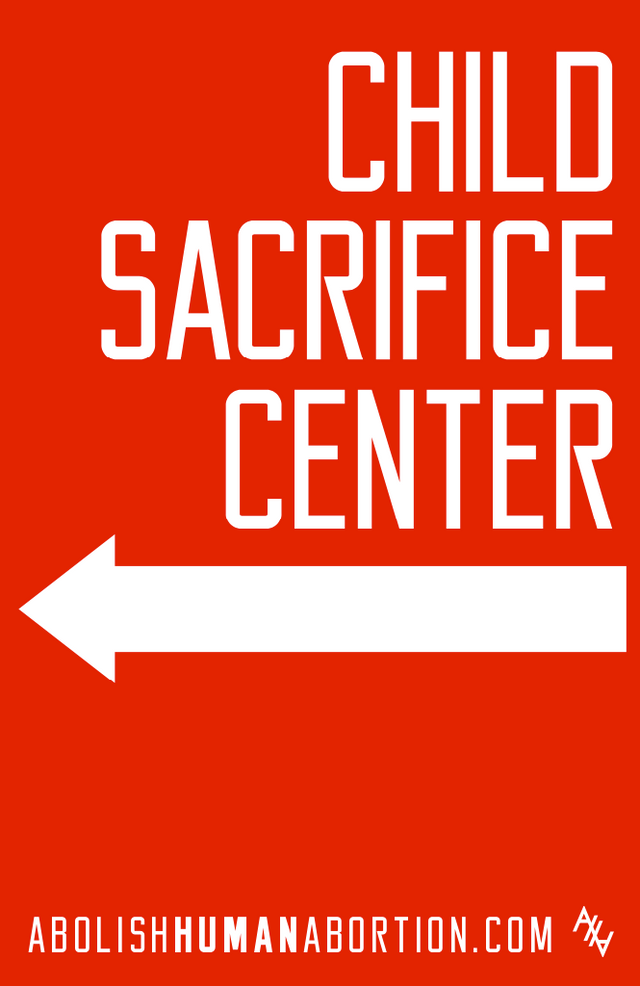 Child Sacrifice Center (Left Pointing Arrow) Sign