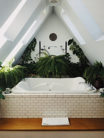 salle de bain zéro déchet avec des plantes