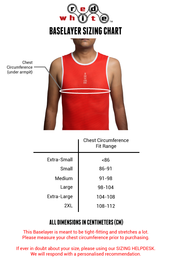Baselayer sizing chart