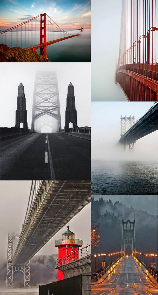 Morning fog over bridges