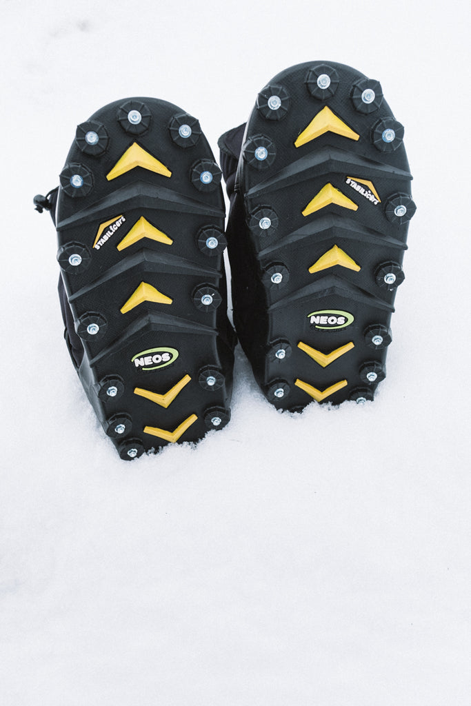 NEOS Overshoes stabilicers cleats in the snow