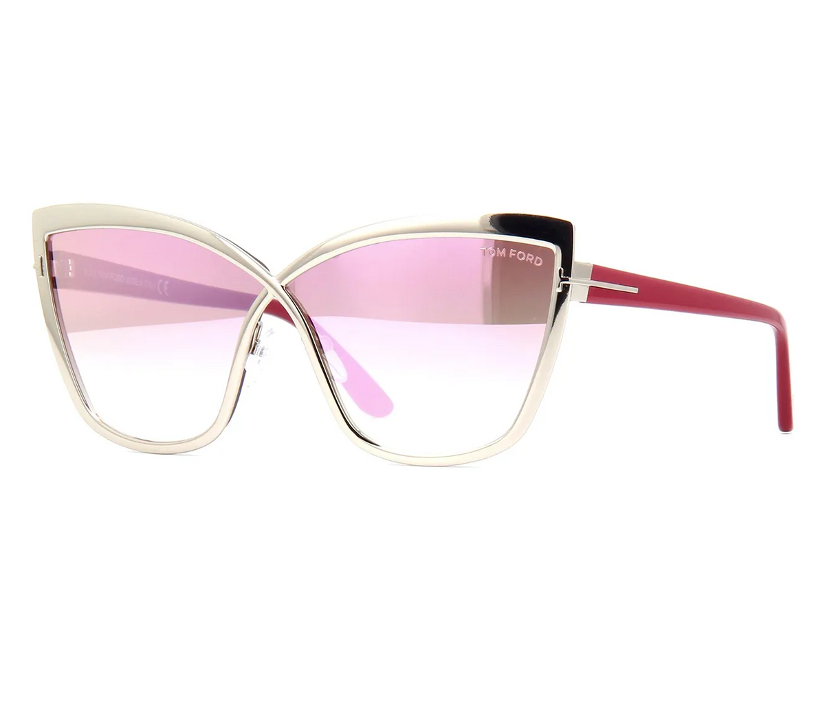 TOM FORD FT0715 16Z Sunglasses Shiny Palladium Frame Pink Lenses 68 mm