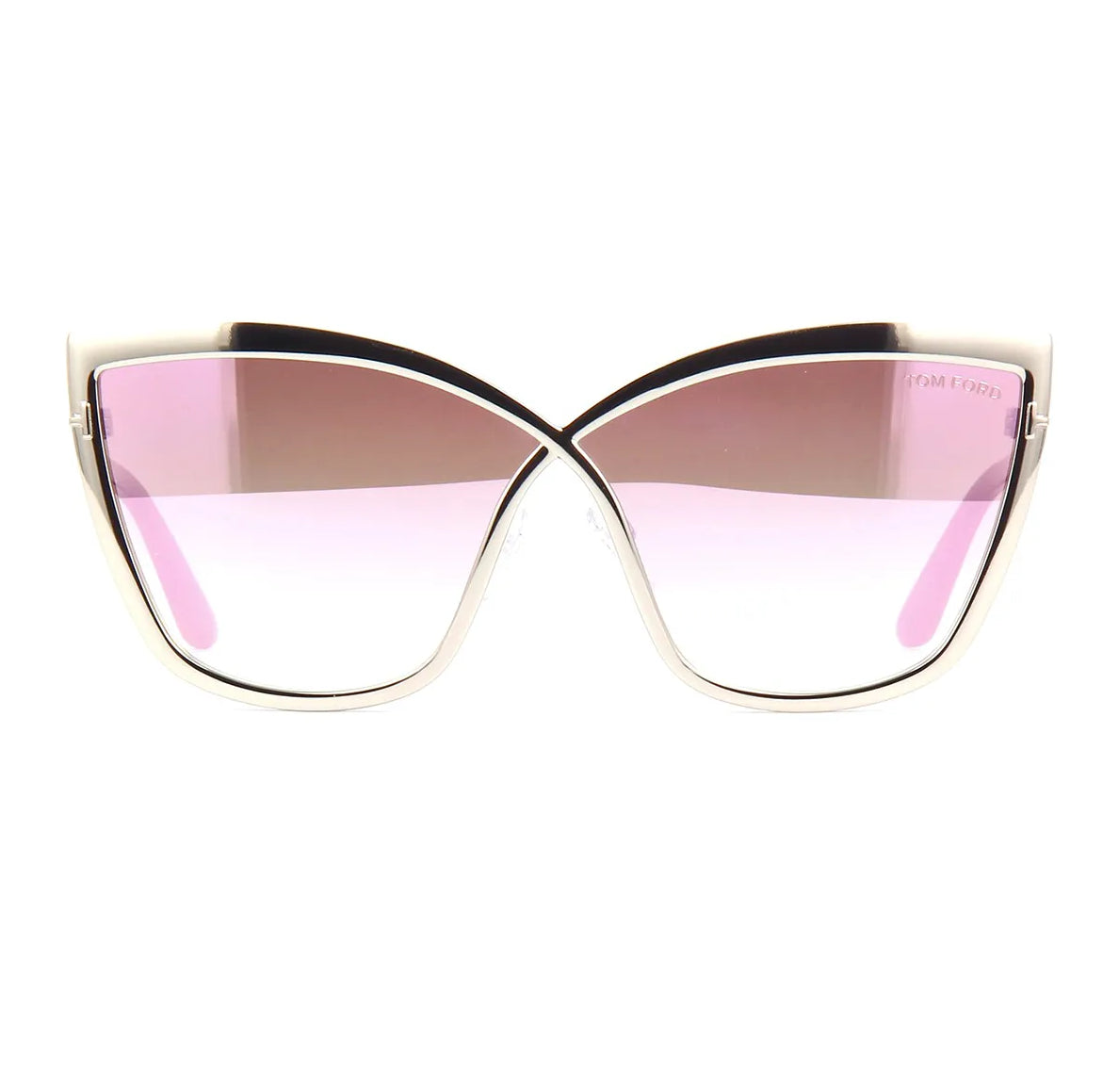 TOM FORD FT0715 16Z Sunglasses Shiny Palladium Frame Pink Lenses 68 mm