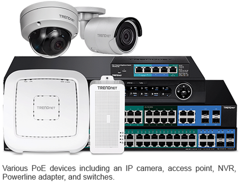 TRENDnet PoE Devices including IP Camera, Access Point, NVR and Switches 