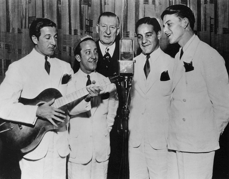 Frank Sinatra, far right, with the Hoboken 4 