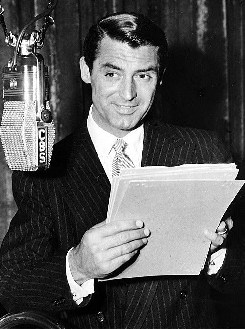 Cary Grant during an interview on radio, 1940s
