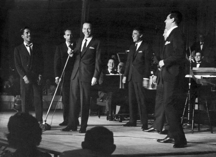 The Rat Pack in one of their famous performances on the Las Vegas circuit, 60s