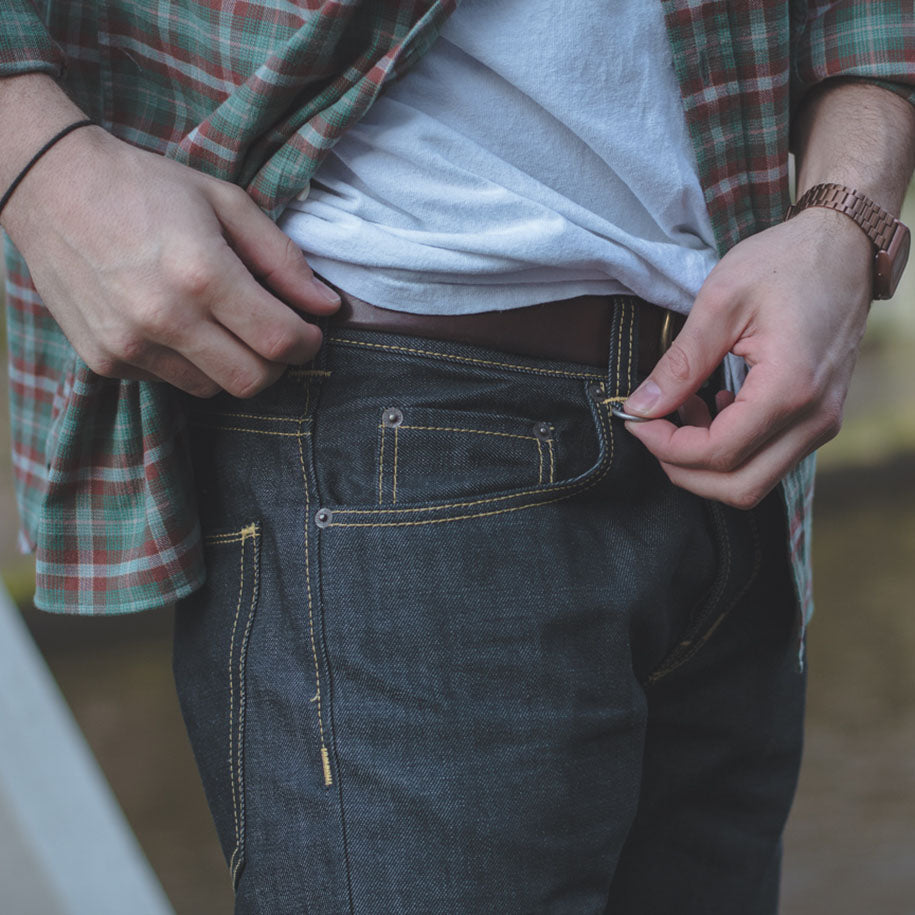 Rugged raw selvedge denim