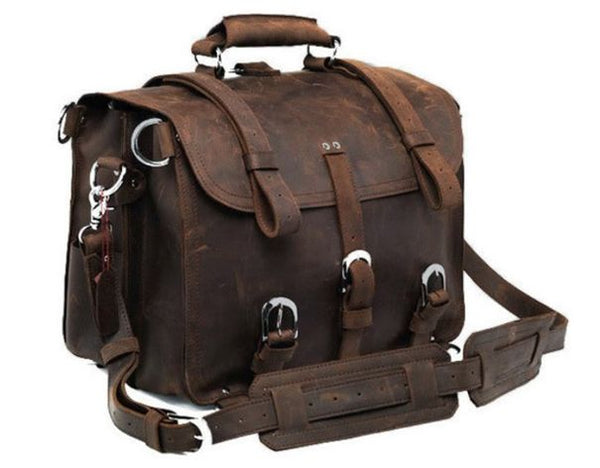 full grain leather heavy duty messenger bag by Serbags