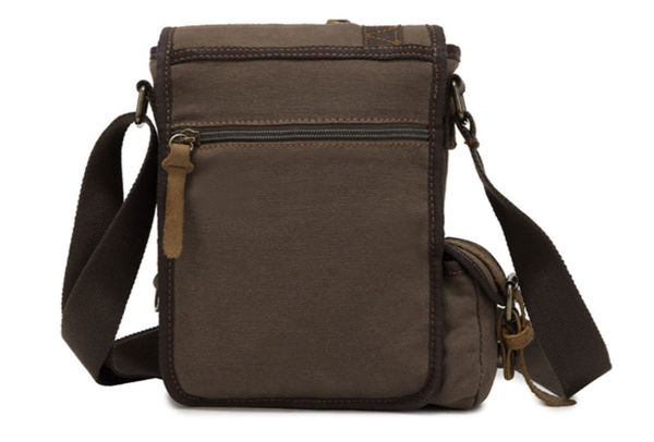 Canvas Leather Cross-Body Military Sling Hiking Messenger Shoulder Bag for Men