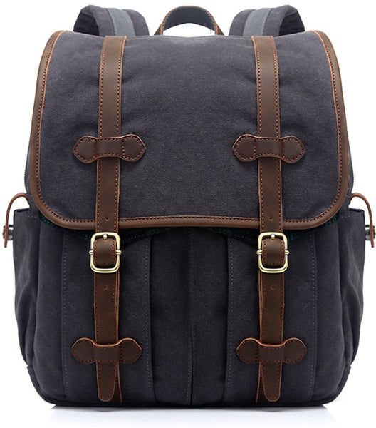 Laptop College Book Bag Backpack with Leather Straps