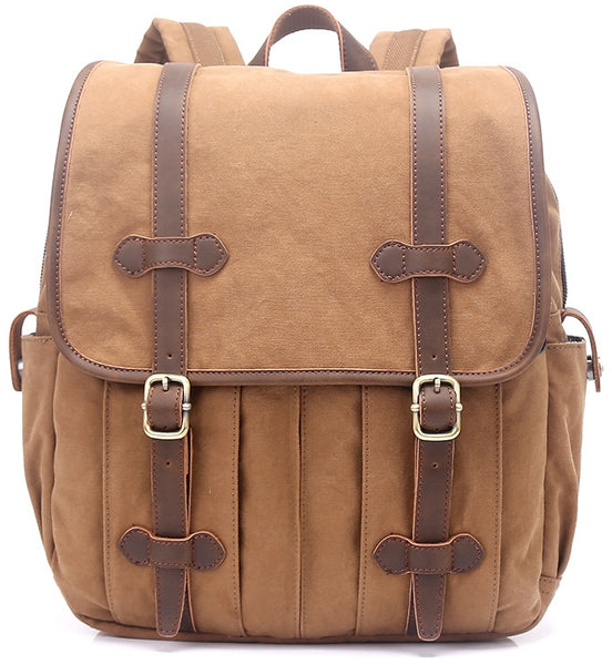 Laptop College Book Bag Backpack with Leather Straps