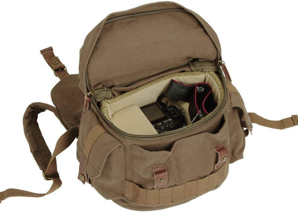 Army Green Canvas Hiking School Heavy Duty Rucksack Backpack with Many Pockets