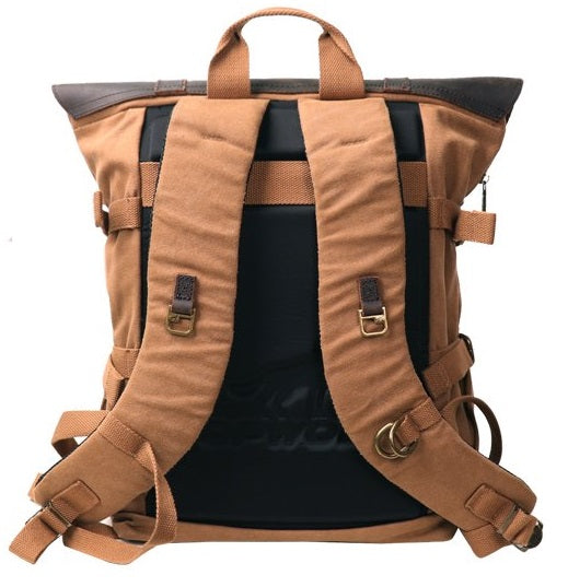 Canvas Outdoor Waterproof Travel Backpack Sturdy Leather School Laptop Bag