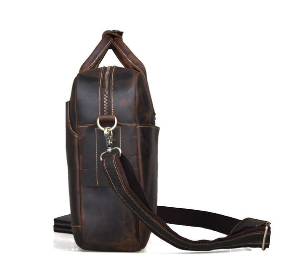 Large Genuine Leather Professional Men's Briefcase Messenger Bag - 17