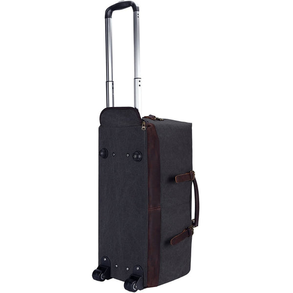 Rolling Duffel Bag - Oversized Canvas Leather Trim Travel Weekend Bag Wheeled Duffle Bag