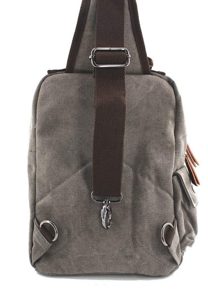 SMALL Canvas Shoulder Backpack Travel Rucksack Crossbody Messenger Bag