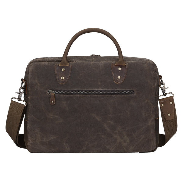 Vintage Canvas Leather Briefcase Shoulder Laptop Bag