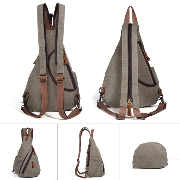 Canvas Small Crossbody Backpack Shoulder Casual Daypack