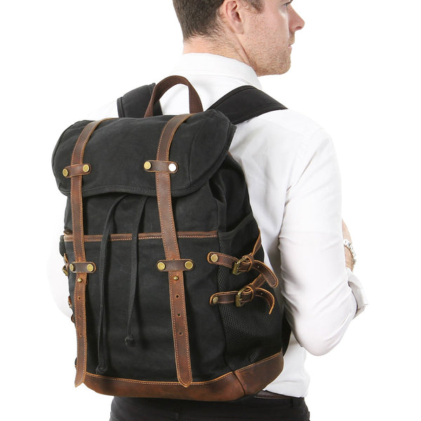 Canvas Laptop Backpack with Cotton Lining, Adjustable Shoulder Straps & Safety Pockets