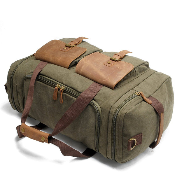 Canvas & Leather Travel Luggage Oversized Weekender Duffle Bag Holdall