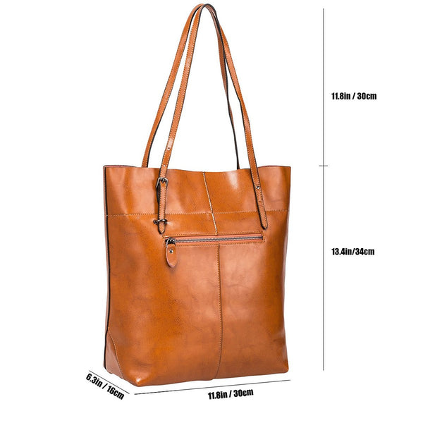 Women's Large Vintage Genuine Leather Tote Shoulder Bag