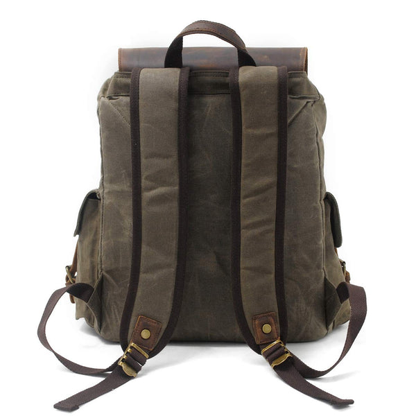 Mens Canvas Leather Rucksack Travel Vintage 15.6