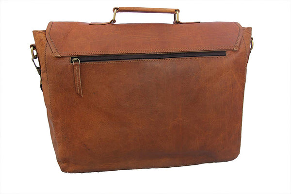 Vintage Rustic Real Leather 15.6-inch Laptop Briefcase for Everyday use.
