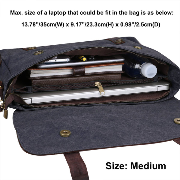 Vintage Style Multi-Compartment Genuine Leather Briefcase Messenger Bag