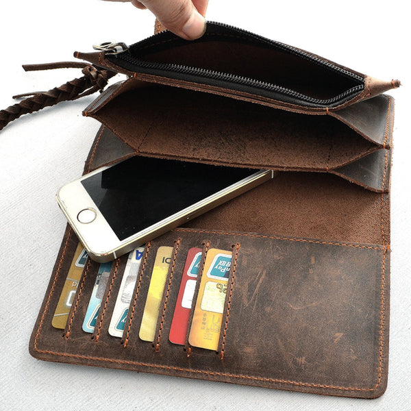 Leather Long Biker Wallet Organizer Leather Chain