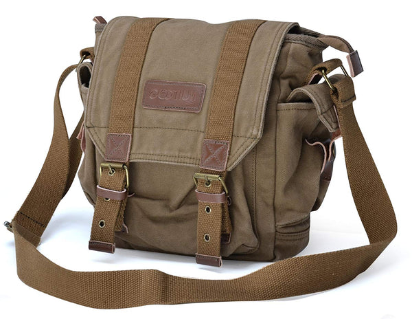 Canvas Messenger Bag - Small Vintage Shoulder Bag Crossbody Satchel