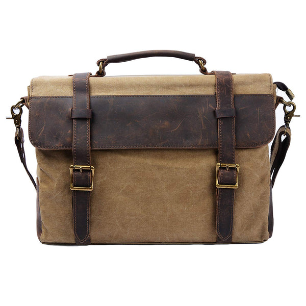 Vintage Style Multi-Compartment Genuine Leather Briefcase Messenger Bag