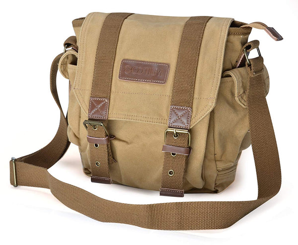 Canvas Messenger Bag - Small Vintage Shoulder Bag Crossbody Satchel